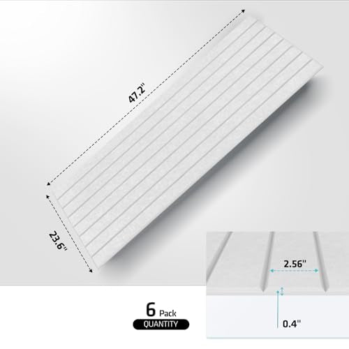 6 Pack 47.2"x23.6" Acoustic Panels, Sound Absorbing Panels, White - color: White, size: 47.2" x 23.6"