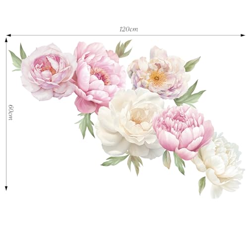SHUCHING Peony Wall Decal Peel and Stick, Large Flower Sticker Bedroom - color: Sch-25f-0061