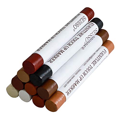 SEISSO Wood Filler Sticks, Furniture Wax Crayons for Scratches, 10 PCS Wood Floor Repair Wax Filler Sticks, Touch Up Wax Sticks Repair Kit for Scratches, Holes, Floor, Laminate, Carpenters, Cabinets - color: 10 Colors Crayons