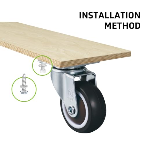 2.5'' Caster Wheels Set of 4 Heavy Duty No Noise Castors, Swivel Top Plate Casters Wheels for Small Project, Nightstand, Side Table, Furniture and Workbench Cart (2.5 Inches Swivel) - style: 2.5 Inches Swivel