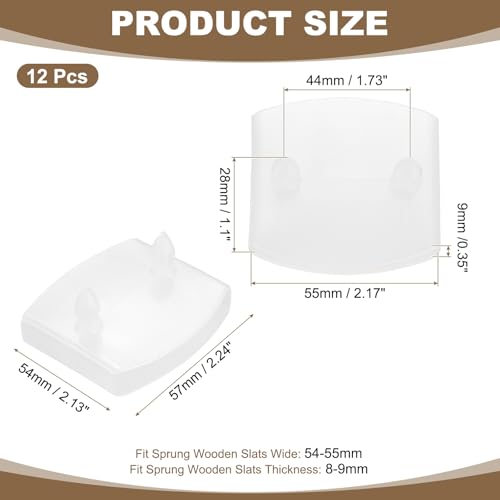uxcell 12Pcs 55mmx9mm Plastic Bed Slat Center Caps,Bed Slat Cover - color: Clear White, size: 55mm x 9mm