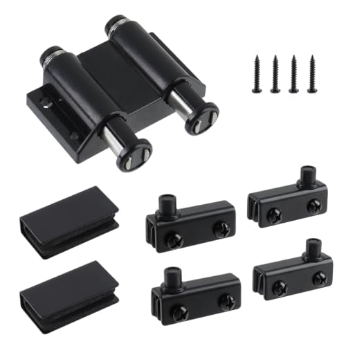 Glass Door Pivot Hinge Glass Door Magnetic Catch with Clamp Set - color: Black