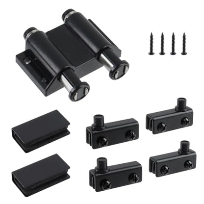 Glass Door Pivot Hinge Glass Door Magnetic Catch with Clamp Set - color: Black