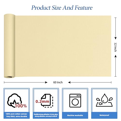 KING MOUNTAIN Canvas Iron on Patch,12"×60",Waterproof 100% Cotton Fabric Repair Patch,Used for Various Sofa,Tent,Clothes,Seats,Suitcases (Beige3.0,Waterproof) - color: Beige3.0, size: Canvas-12x60