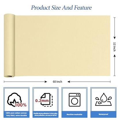 KING MOUNTAIN Canvas Iron on Patch,12"×60",Waterproof 100% Cotton Fabric Repair Patch,Used for Various Sofa,Tent,Clothes,Seats,Suitcases (Beige3.0,Waterproof) - color: Beige3.0, size: Canvas-12x60