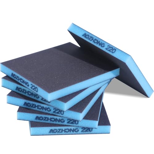 6pcs Sanding Sponge 220 grit Soft Sanding Block Washable and Reusable, Double-Sided Sponge Sanding Blocks Wet Dry Sandpaper Pad for Wood Metal FurniturePaint - style: 220 Grit 6pcs