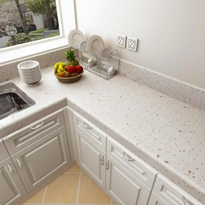 Boobest Cream Terrazzo Marble Contact Paper for Kitchen Countertop Laminate - color: Cream, size: 23.6" x 196.8"