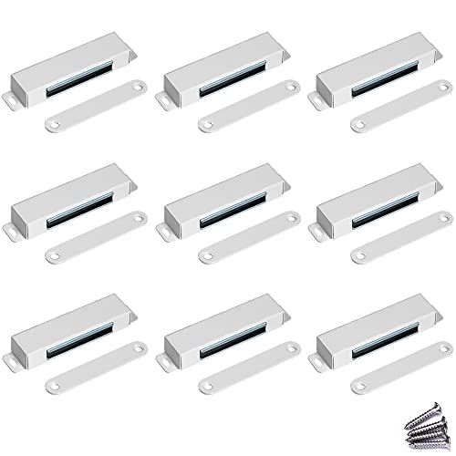 WOOCH Door Magnetic Catch - 90lb High Magnetic Stainless Steel Heavy Duty Catch for Kitchen Bathroom Cupboard Wardrobe Closet Closures Cabinet Door Drawer Latch (3.7 in White, 9-Pack) - color: White, size: 9 Pack