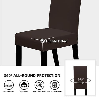 Easy-Going Dining Chair Covers Stretch Dining Room Chair Covers Set of 4, Parsons Chair Slipcovers for Dining Room, Ceremony, Banquet, Chocolate - color: Chocolate