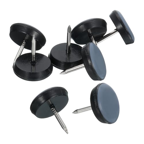 Uxcell 8Pcs Round Black PTFE Furniture Sliders, 3/4" (19mm) Glides with Rubber Grip, for Chairs, Tables, Cabinets - size: 3/4"