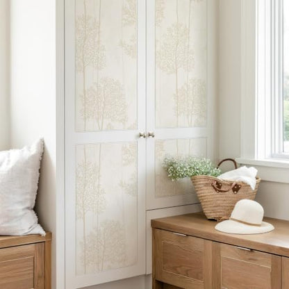 JiffDiff Warm White Self Adhesive Peel and Stick Wallpaper 17.3" X 400" - color: Warm White, size: 17.3" x 400"