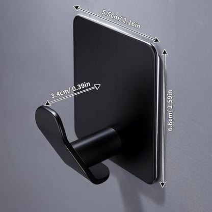 DELITON 4 Pack Adhesive Hooks - Towel Hook Matte Black Stainless Steel - color: Carbon Black