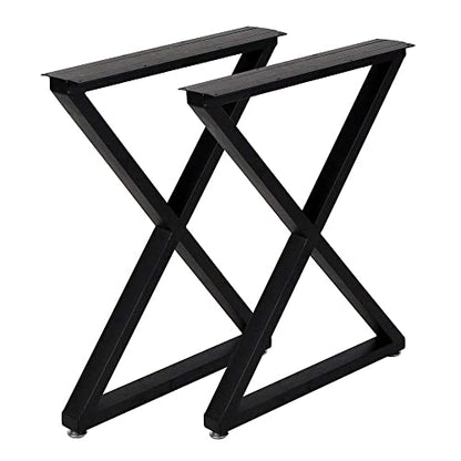 TIEOU Metal Legs for Table X Shape 28" H Tall Industrial Black Table Legs Heavy Duty Metal Desk Legs Set of 2(Without Boards) - size: X Shape-28"H