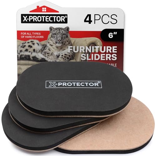 X-Protector Felt Furniture Sliders Hardwood Floors - 4 PCS 6" x 3 1/2"