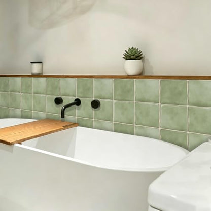 10pcs Peel and Stick Light Green Backsplash Tiles – 7.87in x 7.87in Self-Adhesive Kitchen Wall Tiles, Bathroom Wall Panels, Modern DIY Stick On Tiles, Home Decor - color: Muted green