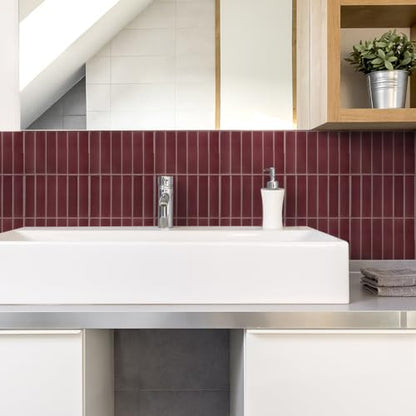 Peel and Stick Backsplash 3D Wall Tiles,Self-Adhesive,Oil Proof,Waterproof, Removable Wall Panels for Kitchen & Bathroom,Modern Design, Easy Install (10.7ft，12x9 inch,14 Pack) (Red) - color: Red