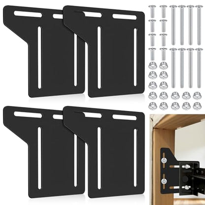 4PCS Bed Frame Brackets, Bed Frame Adapter Brackets, Black