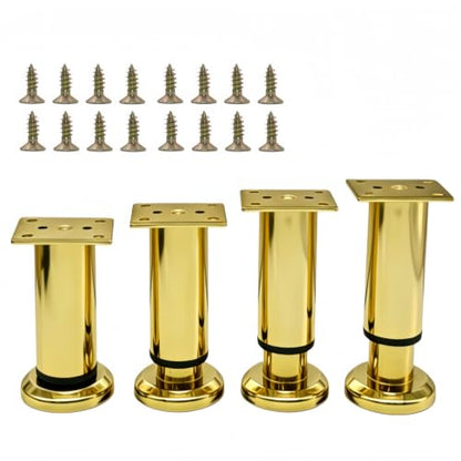 4Pcs Adjustable Gold Metal Furniture Legs 4.7-7.08 Inch Cabinet Desk Sofa - color: Gold, size: 4.7"-7.08"-Set of 4