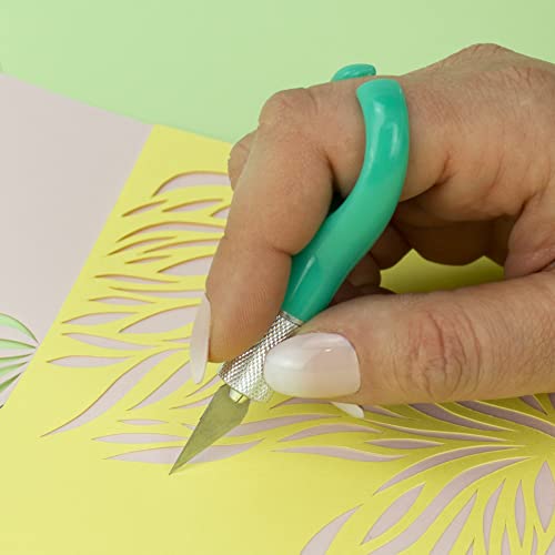 K71 Fingertip Craft Knife, 7-Inch Ergonomic, Finger Loop, Teal - color: Teal