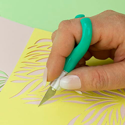 K71 Fingertip Craft Knife, 7-Inch Ergonomic, Finger Loop, Teal - color: Teal