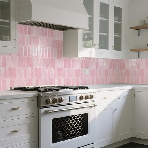 Art3d 10-Pack Arrowhead Design Wall Tile, Peel and Stick Backsplash, Pink - color: Pink