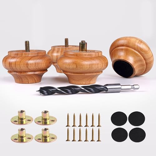 Wood Couch Legs 2 inches Wood Furniture Legs Set of 4,Natural Wood Sofa Legs Replacement for Furniture Bed Support Bench Legs Cabinet Dresser Couch Feet - color: Natural, size: 2 Inch