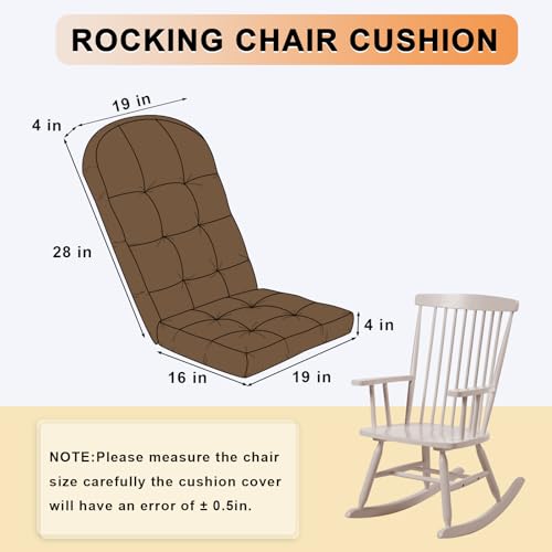 Rocking Chair Cushion - Chenille Fabric, High-Density Sponge, Durable Comfort Non-Slip Bottom Tufted Seat Pads with Ties, Chenille︱Brown, 44x19x4 inch - color: Brown