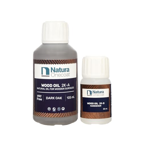 Wood Stain Oil - 75 ft² - 140 ml, Dark Oak – Wood Finish for Interior Furniture & Floor - Linseed Wood Oil - Fast-Drying - Environmentally Friendly - Extra Durable Hard Wax Oil - color: Dark Oak, size: 140 mL
