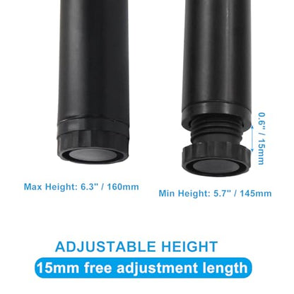 6 Inch Adjustable Metal Furniture Legs 4 Pack Black with Screws - size: 6 inches