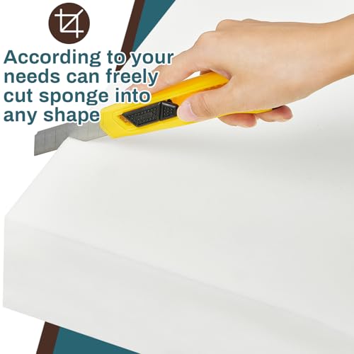 Frienda 4 Pack 6" x 20" x 20" Upholstery High Density Foam Cushion - color: White, size: 6" x 20" x 20"