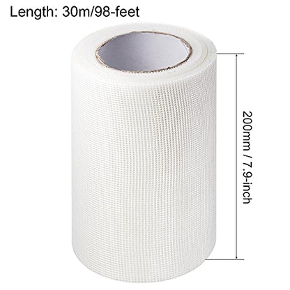 uxcell Drywall Joint Tape Self-Adhesive Fiberglass 7.8-inch x 98-feet Repair Patch Wall Hole Crack Mesh Size 2mm - size: 7.8" x 98'
