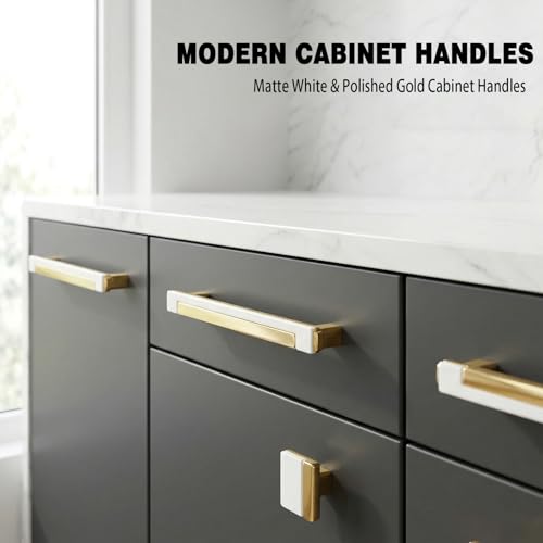 10 Pack White Gold Square Cabinet Knobs, Single Hole - color: White Gold, size: Square