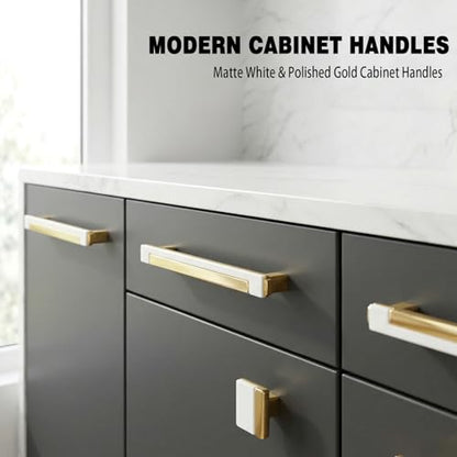 10 Pack White Gold Square Cabinet Knobs, Single Hole - color: White Gold, size: Square