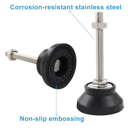 4Pcs Adjustable Leveling Feet, M10 Heavy Duty Adjustable Feet, Black Rubber Feet for Desk, Shelf Chair, Table, Machine (D60 x M10 x H80) - size: D60 x M10 x H80