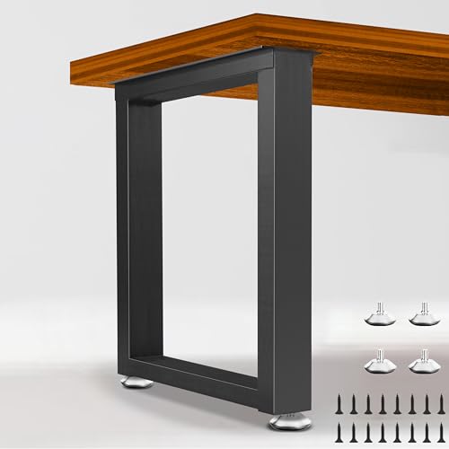 Metal Table Legs 28”Height 24”Wide Heavy Duty Furniture Feets, DIY Modern Desk Legs with Adjustable Protector Feet for Dining Coffee Table, Black, Set of 2 - color: Black, size: H28" x W24" U Shape