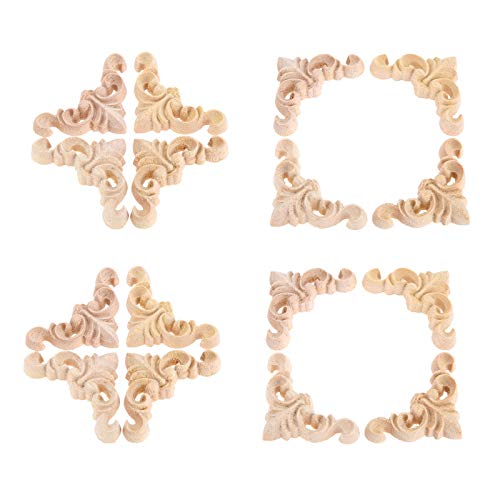 16Pcs Corner Wood Appliques Furniture Onlay Decal Carving Decor 1.57"x1.57" - color: 16-Pack