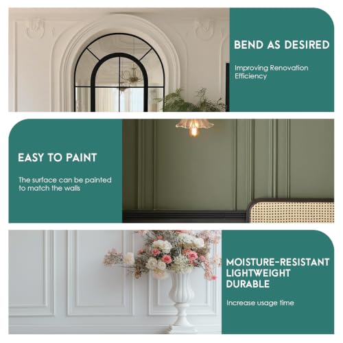10FT Matte Foaming Peel and Stick Wall Molding Trim, DIY Arch Paneling Self-Adhesive Flexible Paintable Chair Rail Molding with Cutting Stickers & Reinforcing Agent.(Width 0.9IN) - color: width 0.9IN