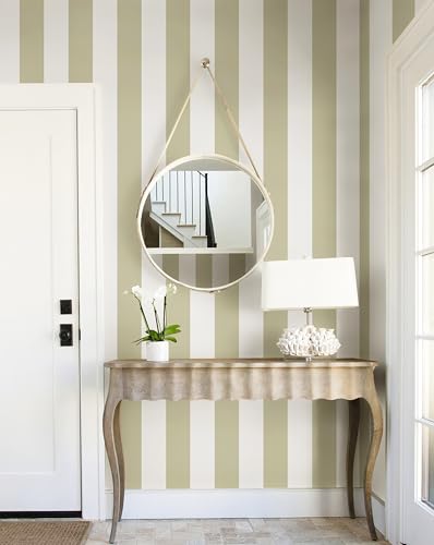 Erfoni 17.7"x118" Brown and White Wallpaper Stripe Peel and Stick Wallpaper - color: Brown and White, size: 17.7" x 118"