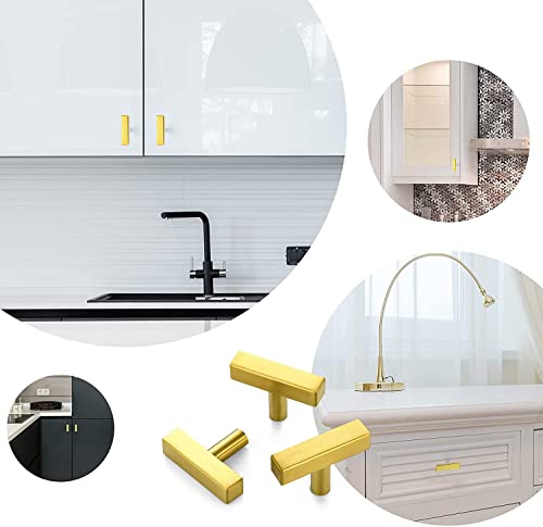 1 Pack Gold T Bar Square Cabinet Knobs 2in Cabinet Pulls Kitchen Hardware - color: Gold, size: 1 Pack, style: Square