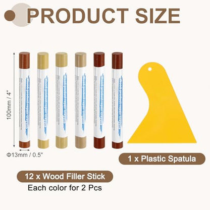 uxcell 12Pcs Wood Filler Sticks Kit, 12 Colors Earth & Light Series - color: Earth Light Series