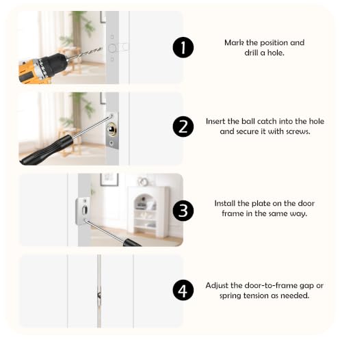 BlingKingdom Adjustable Closet Door Ball Catches Replacement Door Latch