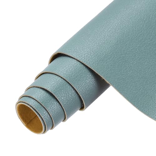 MECCANIXITY Faux Leather Sheets, 8x53 Inch (20x135cm) Smooth Solid PU Leather Fabric Roll for DIY Handmade Craft Sewing Bowing Earrings, Fairy Blue/Yellow - color: Fairy Blue/Yellow, size: 8x53 Inch