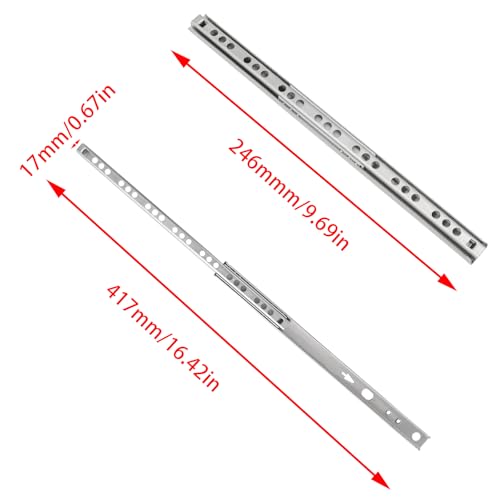 2Pcs 246mm/9.69" Silver Stainless Steel Drawer Slides (1 Pair) - size: 246mm/9.69"