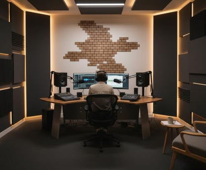 WoveN SounD Brick Acoustic Panels, Teak, 16 Pack, 16x12 in - color: Brick, Wood Veneer, Teak, 16 Pack