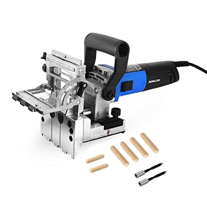 DJ710 Dual Spindle Dowel Jointer,Wood Dowels Joiner,with two 8mm and 6mm bits,Wooden Dowel Pins 80pcs,Biscuit Joiner