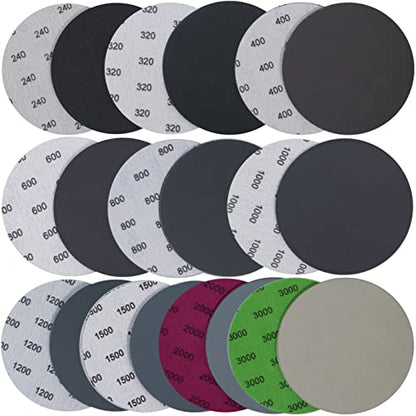 30PCS 5 inch No Hole #240-#3000 Wet Dry Sanding Discs 240 320 400 600 800 1000 1200 1500 2000 3000 Grit Sandpaper Compatible for Random Orbital Sanders (#240-#3000 10Kind Grit Each 3PCS) - style: #240-#3000 10Kind Grit Each 3PCS