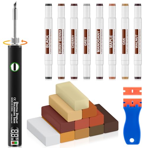Vinyl Floor Repair Kit with Heated Pen – Filler for Scratches & Cracks - color: Black