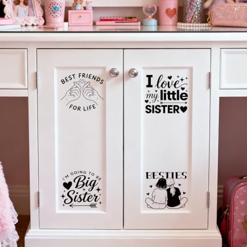 Peacoblue Sister Quotes Rub On Transfers for Craft, Transfer Sticker - style: Best Sisters with Flowers