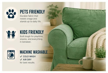 Heavy Velvet SODERHAMN Chair Cover Compatible with IKEA Sofa Slipcover - color: Velvet Light Green, size: 1 Seat Section