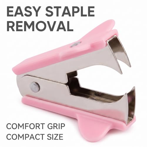 Pink Stapler Removal Tool, Staple Puller, Modern Plastic Stapler Remover with Non-Slip Handle, Ideal for Students, Teachers, Home and School